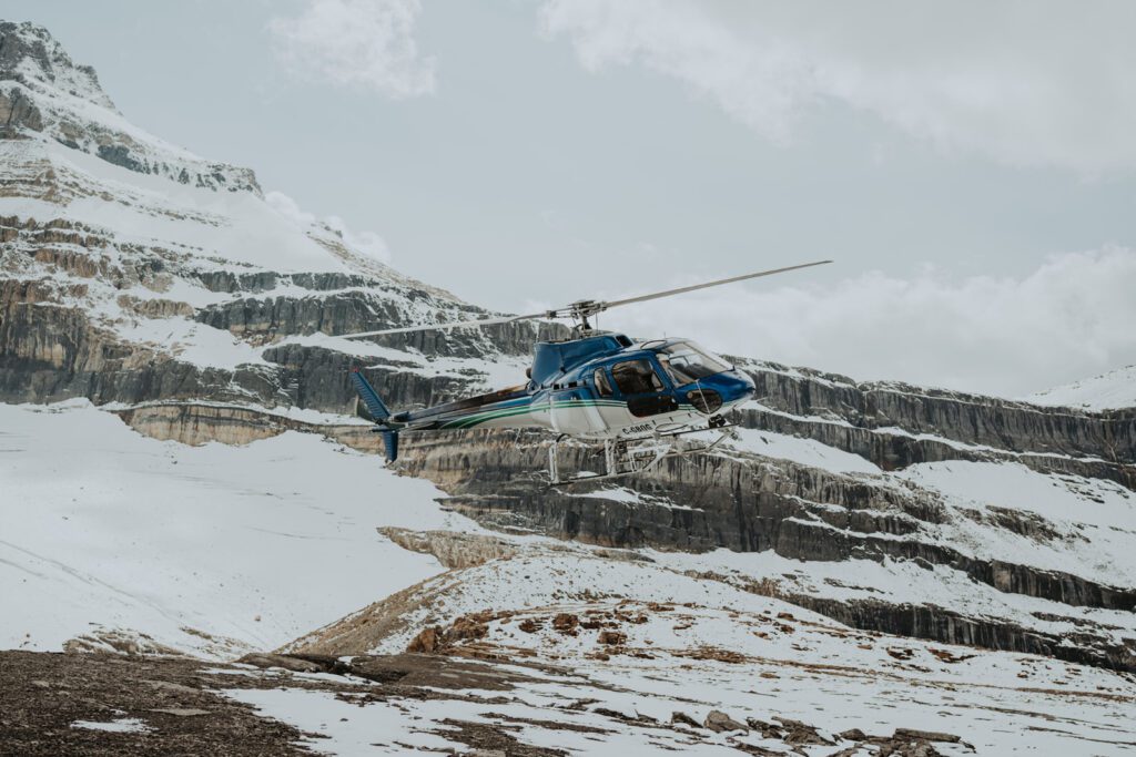 A Romantic Heli Banff Elopement Amidst the Rockies